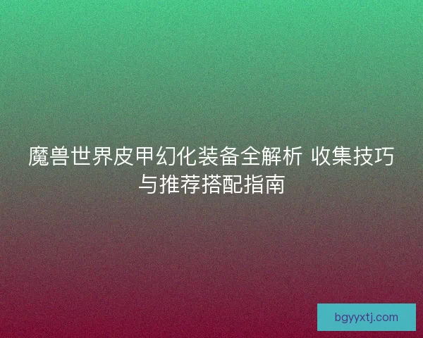 魔兽世界皮甲幻化装备全解析 收集技巧与推荐搭配指南