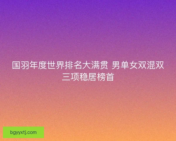 国羽年度世界排名大满贯 男单女双混双三项稳居榜首